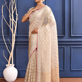 Soft Golden Embroidered Tissue Saree