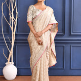 Soft Golden Embroidered Tissue Saree