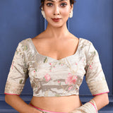 Soft Golden Embroidered Tissue Saree