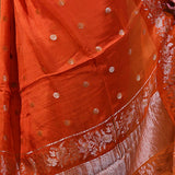 Bright Orange Buttis Woven Banarasi Silk Saree