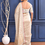 Soft Golden Embroidered Tissue Saree