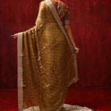 Earthy Gold Tissue Foil Printed Saree