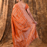 Shiny Orange Floral Banarasi Silk Saree