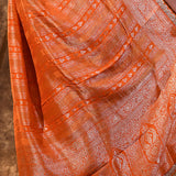 Shiny Orange Floral Banarasi Silk Saree
