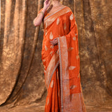 Rich Orange Paisley Banarasi Silk Saree