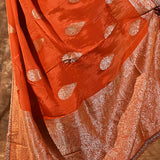 Rich Orange Paisley Banarasi Silk Saree