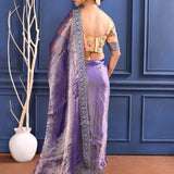 Rich Purple Embroidered Tissue Saree
