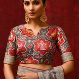Golden Brown Tissue Foil Printed Saree