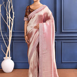 Jewel Soft Pink Tissue Saree With Embroidered Border