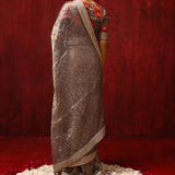 Golden Brown Tissue Foil Printed Saree