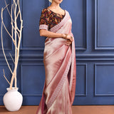 Jewel Soft Pink Tissue Saree With Embroidered Border