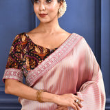 Jewel Soft Pink Tissue Saree With Embroidered Border
