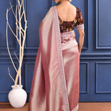 Jewel Soft Pink Tissue Saree With Embroidered Border