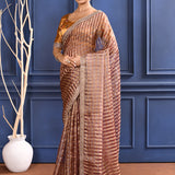 Earthy Dark Pink Embroidered Tissue Saree