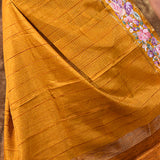Golden Yellow Embroidered Silk Blend Saree