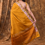 Golden Yellow Embroidered Silk Blend Saree