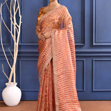 Jewel Pink Embroidered Tissue Saree