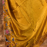 Golden Yellow Floral Tissue Silk Saree