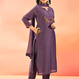 Soft Purple Floral Straight Cut Suit