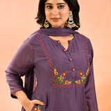 Soft Purple Floral Straight Cut Suit