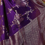 Classic Violet Floral Banarasi Silk Saree