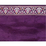 Dark Purple Floral Embroidered Silk Blend Saree