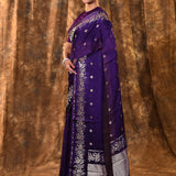 Classic Violet Buttis Woven Banarasi Silk Saree