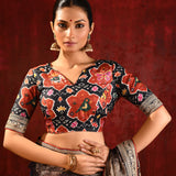 Dark Stone Brown Tissue Foil Printed Saree