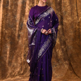 Classic Violet Buttis Woven Banarasi Silk Saree