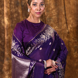 Classic Violet Buttis Woven Banarasi Silk Saree