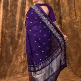 Classic Violet Buttis Woven Banarasi Silk Saree