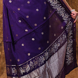 Classic Violet Buttis Woven Banarasi Silk Saree