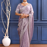 Berry Purple Printed Tissue Saree