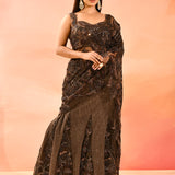 Cocoa Brown Floral All Over Bridal Lehenga