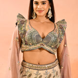 Moonstone Grey Floral Jaal Bridal Lehenga