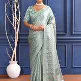 Soft Green Printed Tissue Saree