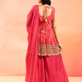 Blush Pink Floral Jaal Peplum Set