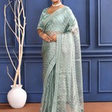 Soft Green Printed Tissue Saree