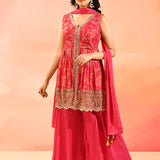 Blush Pink Floral Jaal Peplum Set