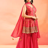 Blush Pink Floral Jaal Peplum Set