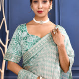 Soft Green Printed Tissue Saree
