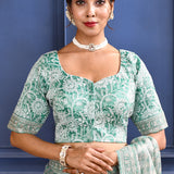 Soft Green Printed Tissue Saree