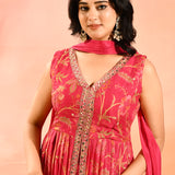 Blush Pink Floral Jaal Peplum Set