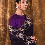 Sangria Purple Tussar Embroidered Saree