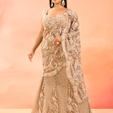 Sand Beige All Over Embroidered Bridal Lehenga