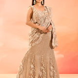 Sand Beige All Over Embroidered Bridal Lehenga