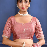 Soft Pink Foil Printed Tissue Saree