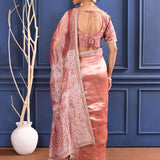 Soft Pink Foil Printed Tissue Saree