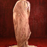 Pastel Gold Embroidered Gomatha Tissue Saree