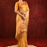Jewel Gold Embroidered Tissue Gomatha Saree